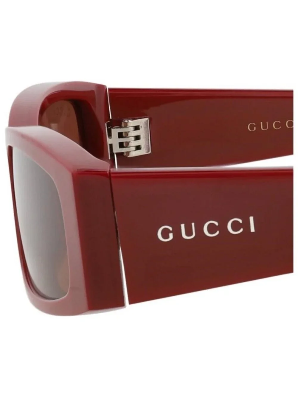 New Gucci Mens Square/Rectangle Burgundy Burgundy Brown Fashion Designer Sunglas